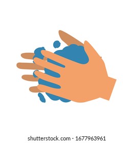 Vector illustration of washing hands with soap.