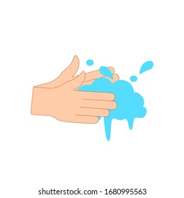 Vector illustration of washing hands. Washing hands with soap vector sign