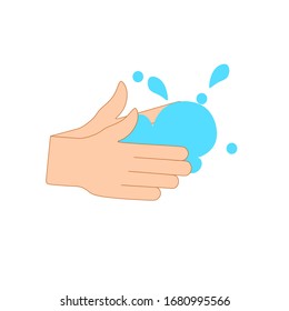 Ilustración vectorial de las manos lavadas. Manos de lavado con señal vectorial de jabón