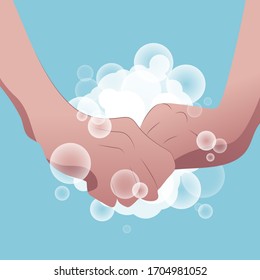 Vektorillustration-Illustration von Händewaschen mit Seife