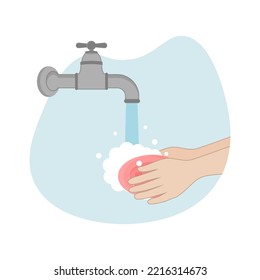Vector illustration of washing hands with soap