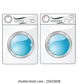 Vector illustration of a washing machine beside a dryer