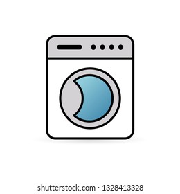 Vector illustration of a washing machine. Icon in flat style.