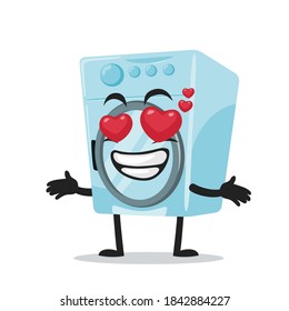 vector illustration of washing machine mascot or character with love eye