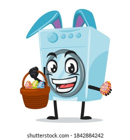 vector illustration of washing machine mascot or character wearing bunny hat