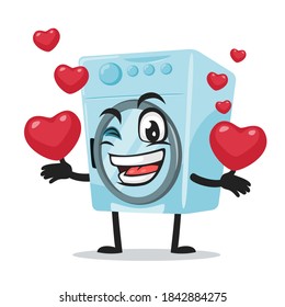 vector illustration of washing machine mascot or character bring love symbols