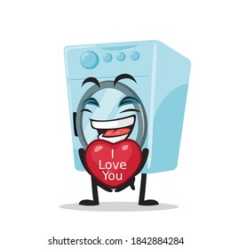 vector illustration of washing machine mascot or character give love symbol and says i love you