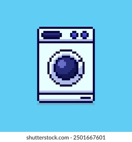 Vector Illustration of washing machine with Pixel Art Design, perfect for game assets themed designs