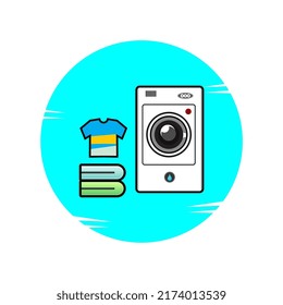 vector illustration of washing machine and t-shirt, suitable for icons, mascots, advertisements, brochures, posters, logos, laundry, etc