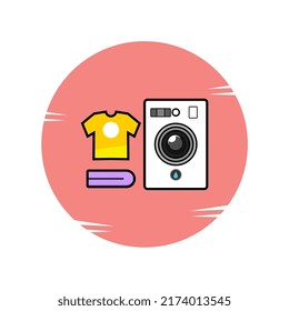Vektorgrafik von Waschmaschine und T-Shirt, geeignet für Symbole, Maskottchen, Werbung, Broschüren, Plakate, Logos, Wäscherei usw.
