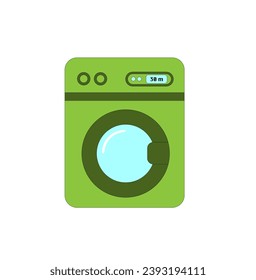 Vector illustration of a washing machine in turquoise color on a white background	