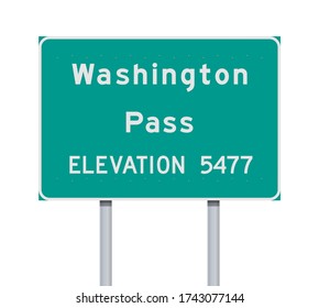 Vector illustration of the Washington Pass road sign on metallic posts