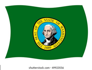 Vector Illustration of Washington state flag waving in the wind