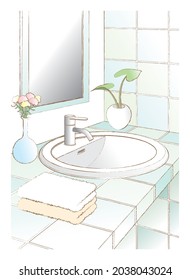 Vector illustration of the Washroom.