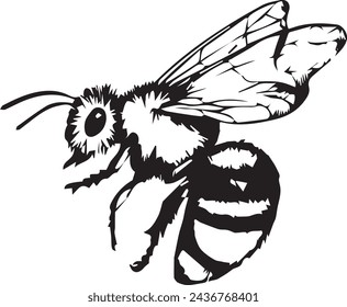 Ilustración vectorial de una avispa. Logo de Wasp en blanco y negro. Elemento para crear un patrón sin costuras