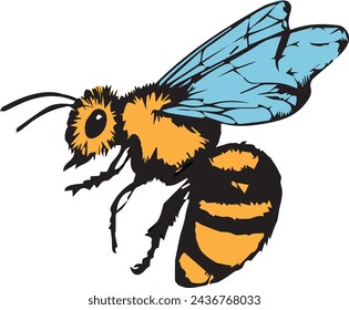 Vector illustration of a wasp. Wasp logo in bright colors. Element for creating a seamless pattern