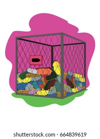 Vector illustration. Waste. Cartoon. Garbage