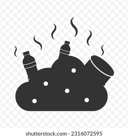 Vector illustration of waste icon in dark color and transparent background(PNG).