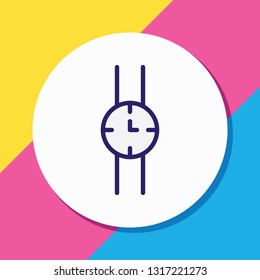 Vector illustration of watch icon colored line. Beautiful dress element also can be used as wristwatch icon element.