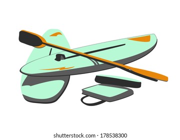 Vector Illustration of Water Boards & Paddles