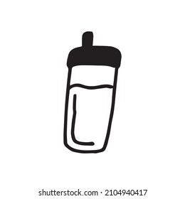 Vector illustration of a water bottle for sports in the style of doodle