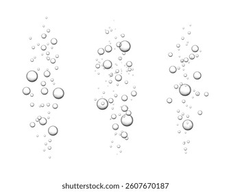 Vector illustration of water bubbles rising in an underwater scene. A fresh flow of champagne conveys the sparkling allure of the festive drink.