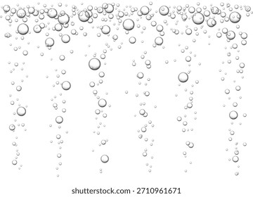 Vector illustration of water bubbles rising in an underwater scene. The fizzy bubbles create an air-filled background, adding depth and tranquility.