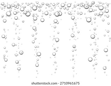 Vector illustration of water bubbles rising in an underwater scene. The fizzy bubbles create an air-filled background, adding depth and tranquility.