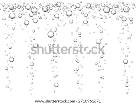 Vector illustration of water bubbles rising in an underwater scene. The fizzy bubbles create an air-filled background, adding depth and tranquility.