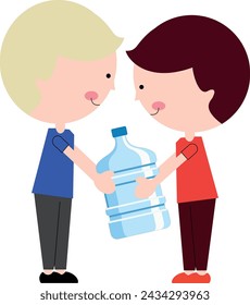vector illustration of water delivery, bottled water