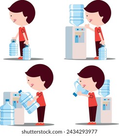 vector illustration of water delivery, bottled water