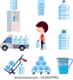 ilustración vectorial de entrega de agua, agua embotellada