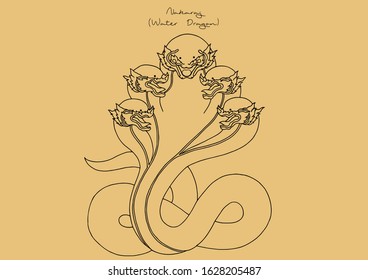 Vector Illustration of Water Dragon, King of Naga