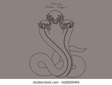 Vector Illustration of Water Dragon, King of Naga