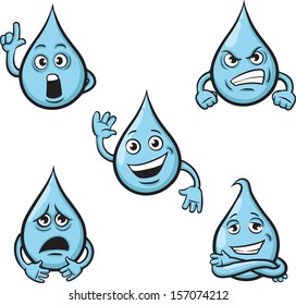 Vector illustration of water drop cartoon character. Easy-edit layered vector EPS10 file scalable to any size without quality loss. High resolution raster JPG file is included.