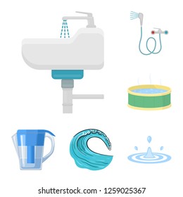 Vector illustration of water and drop icon. Collection of water and splash stock vector illustration.