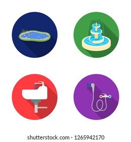 Vector illustration of water and drop icon. Set of water and splash vector icon for stock.