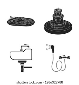 Vector illustration of water and drop icon. Collection of water and splash stock vector illustration.