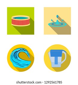 Vector illustration of water and drop icon. Collection of water and splash stock symbol for web.