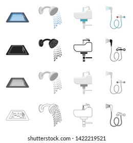 Vector illustration of water and drop icon. Set of water and splash stock vector illustration.