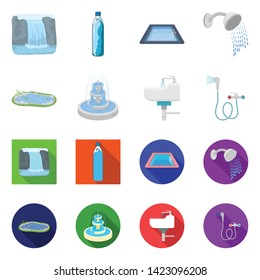 Vector illustration of water and drop icon. Set of water and splash stock vector illustration.