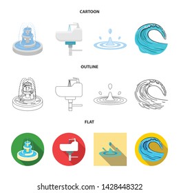 Vector illustration of water and drop icon. Set of water and splash stock vector illustration.
