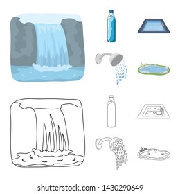 Vector illustration of water and drop icon. Set of water and splash stock vector illustration.