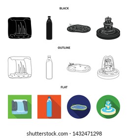 Vector illustration of water and drop icon. Collection of water and splash stock symbol for web.