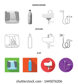 Vector illustration of water and drop icon. Set of water and splash stock vector illustration.