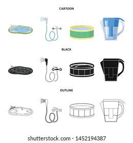 Vector illustration of water and drop icon. Set of water and splash stock symbol for web.