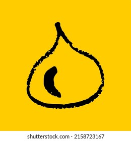 Vector illustration, water drop icon isolated on yellow background, freehand drawing style.