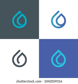 Vector illustration of water drop logo. Gradient droplet icon. Nature energy design element.