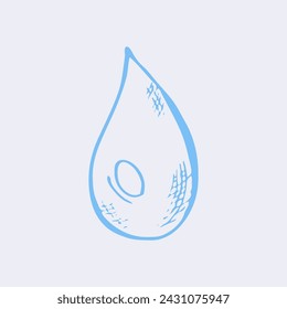 Vector illustration of a water drop on an isolated background.Hand simple drawing of liquid color icon.