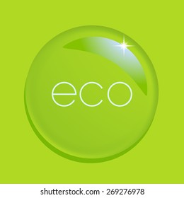 Vector illustration with water drop on green background.